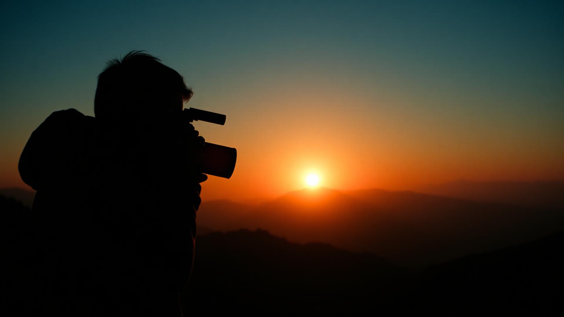 Filmmaker at golden hour